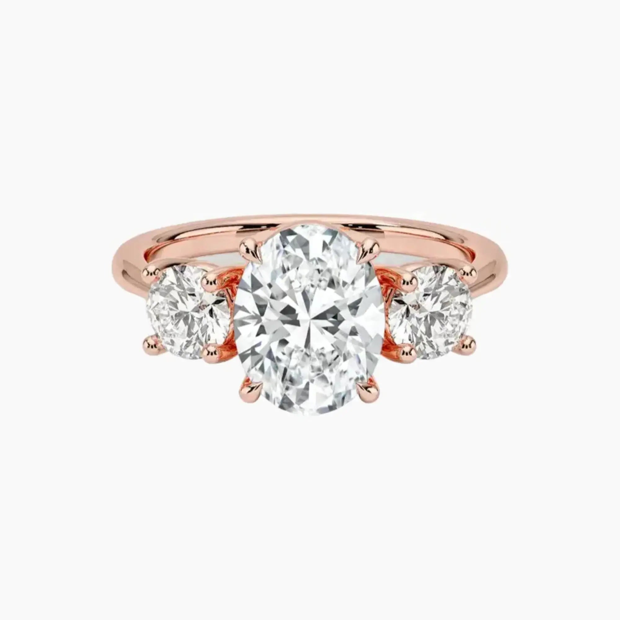 Seraphina Oval Three Stone 1 Carat Lab Grown Diamond Engagement Ring in 18K Yellow Gold