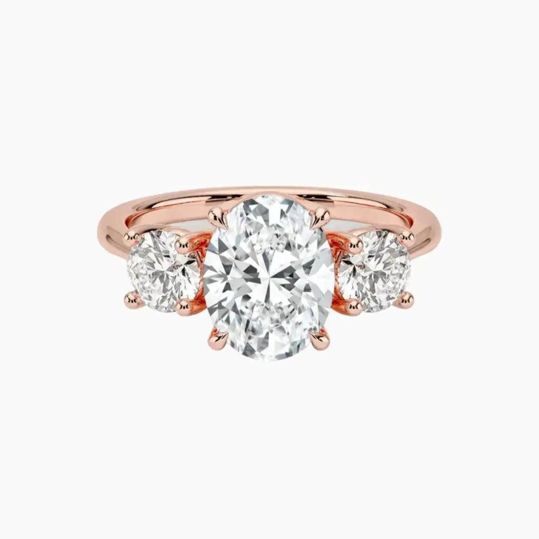 Seraphina Oval Three Stone Diamond Ring Setting in 14K Yellow Gold