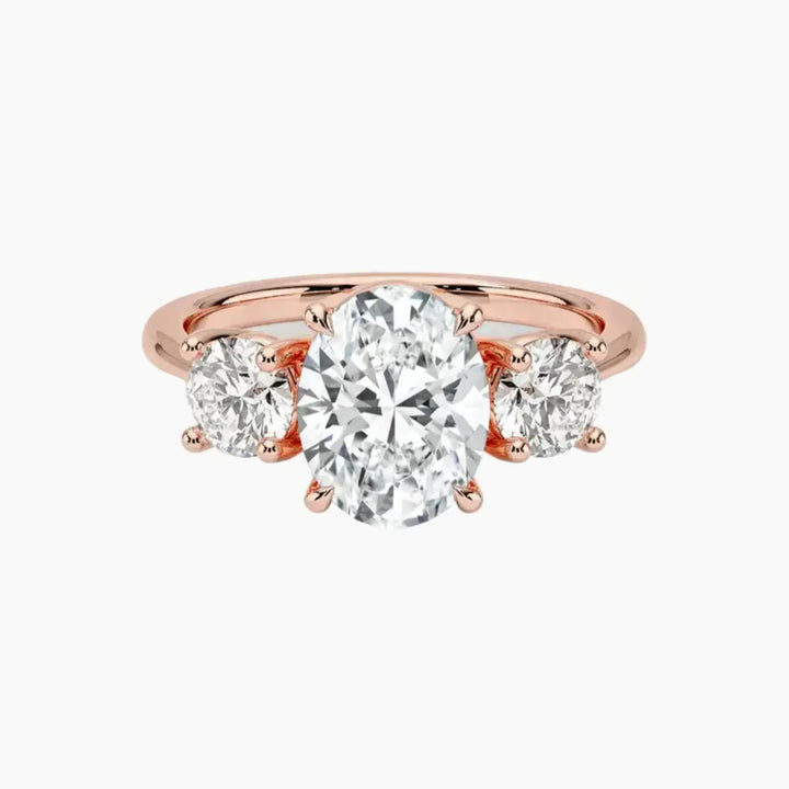 Seraphina Oval Three Stone 1.5 Carat Lab Grown Diamond Engagement Ring in 14K Rose Gold