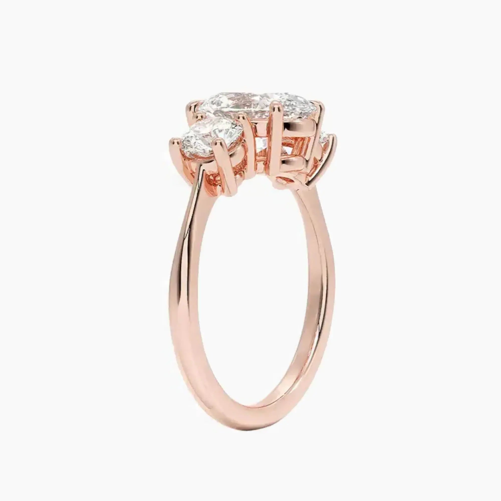 Seraphina Oval Three Stone 2.5 Carat Lab Grown Diamond Engagement Ring in 14K Yellow Gold