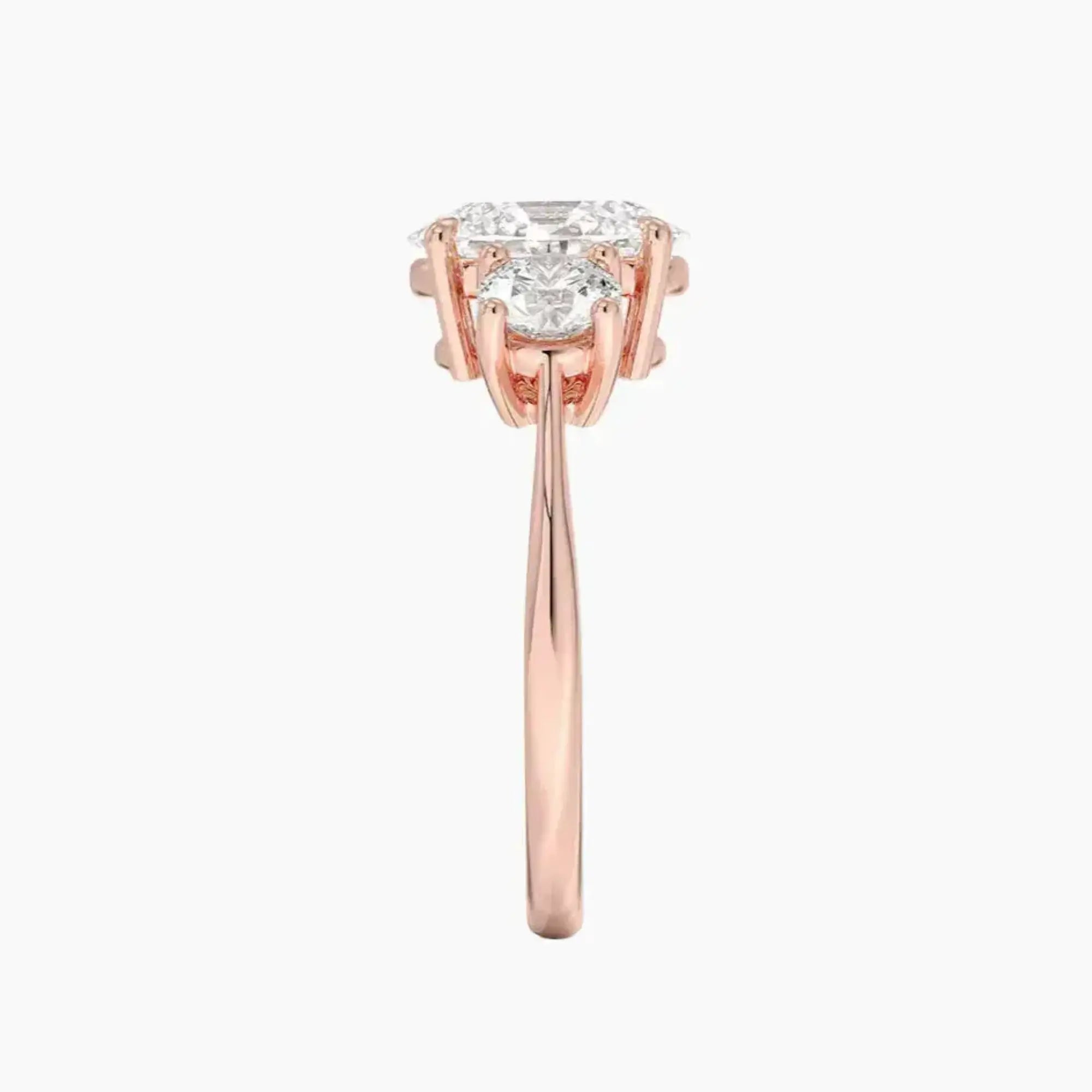 Seraphina Oval Three Stone Diamond Ring Setting in 18K Yellow Gold