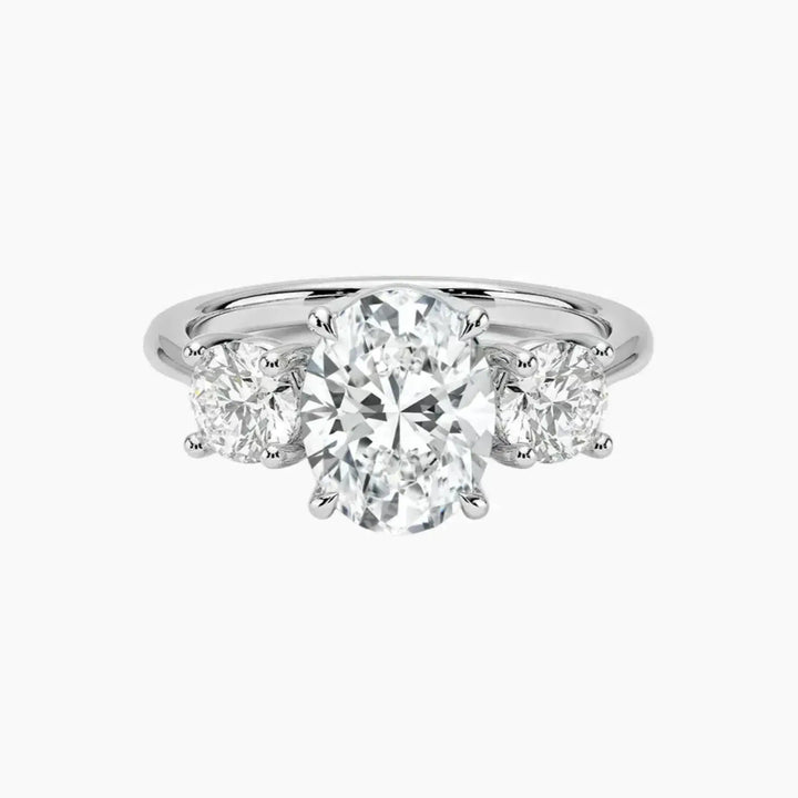 Seraphina Oval Three Stone 3 Carat Lab Grown Diamond Engagement Ring in 18K White Gold