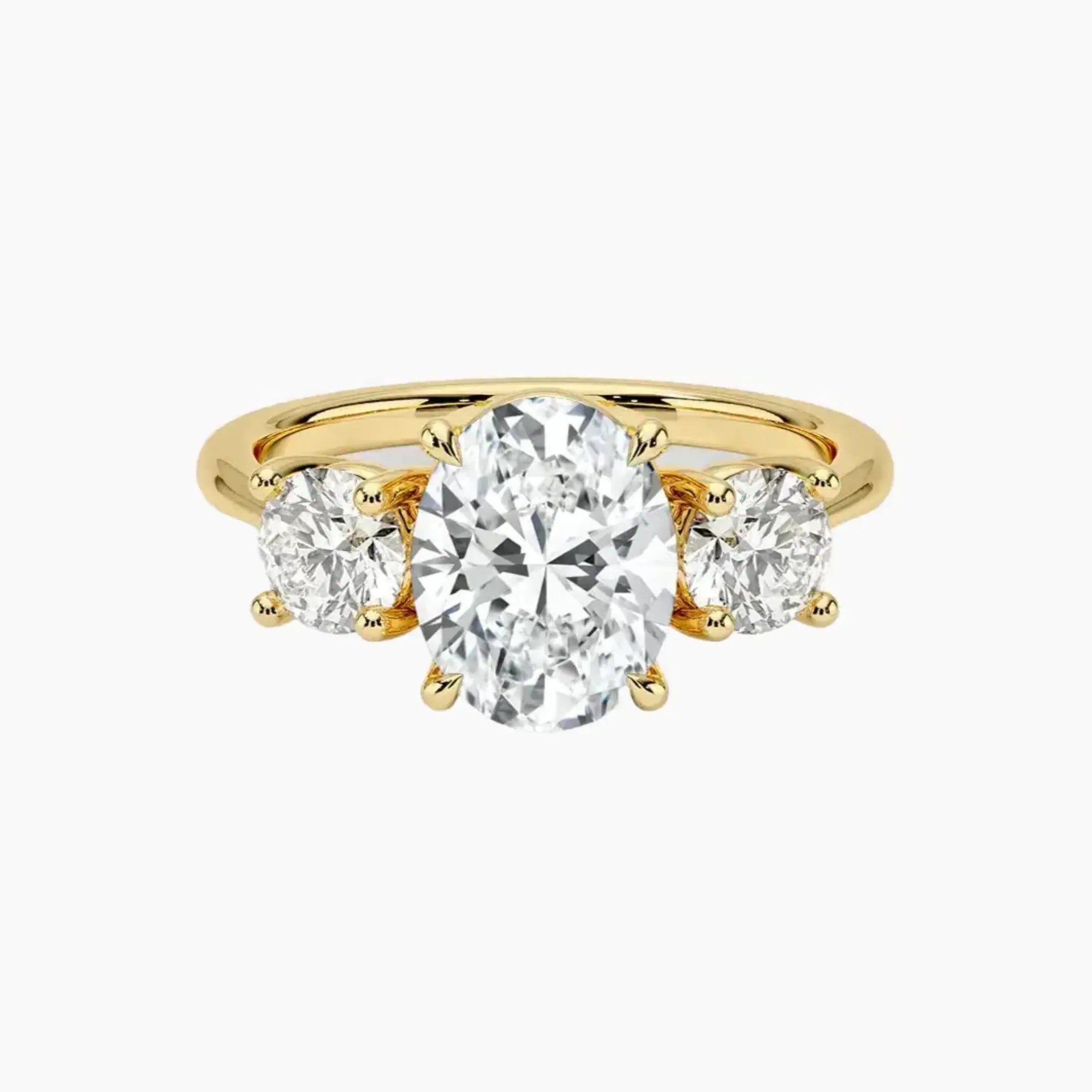 Seraphina Oval Three Stone 1 Carat Lab Grown Diamond Engagement Ring in 18K Yellow Gold