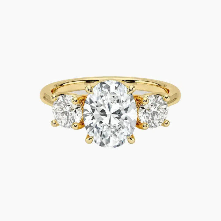 Seraphina Oval Three Stone 1 Carat Lab Grown Diamond Engagement Ring in 14K Yellow Gold