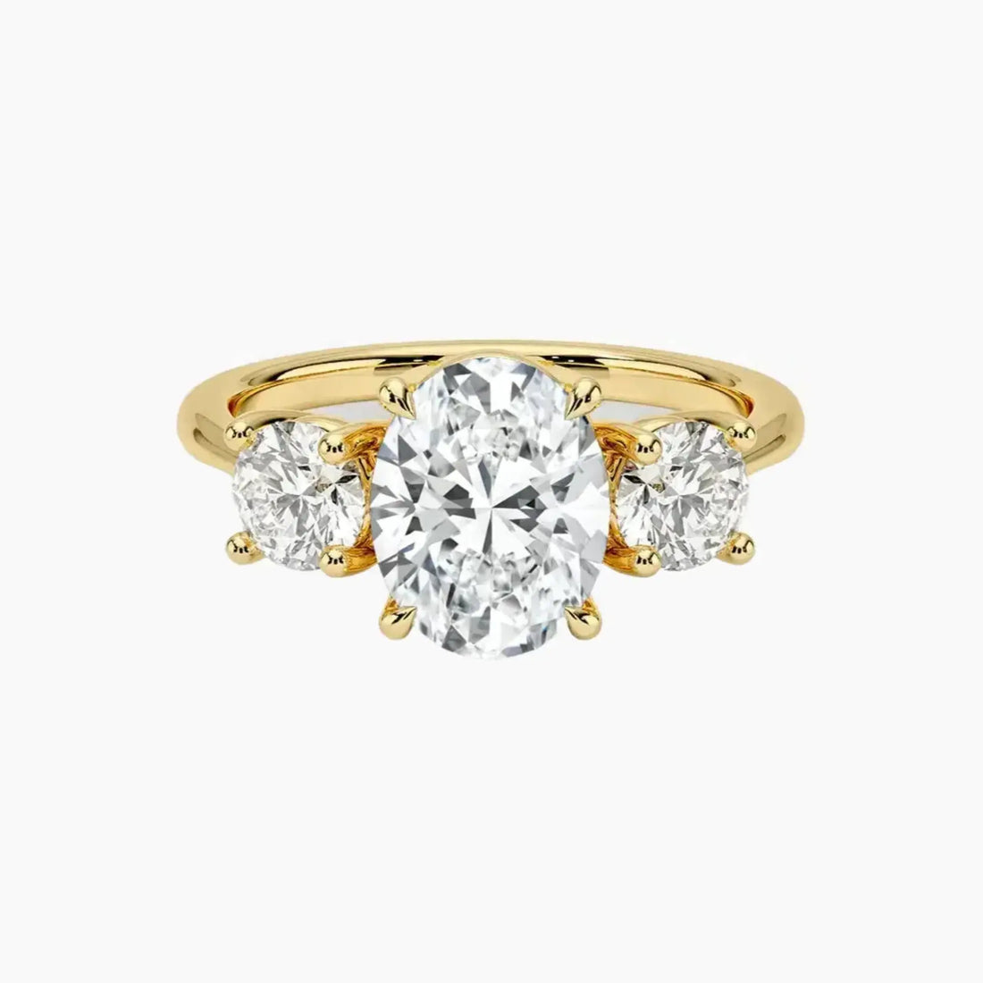 Seraphina Oval Three Stone Diamond Ring Setting in 18K Yellow Gold