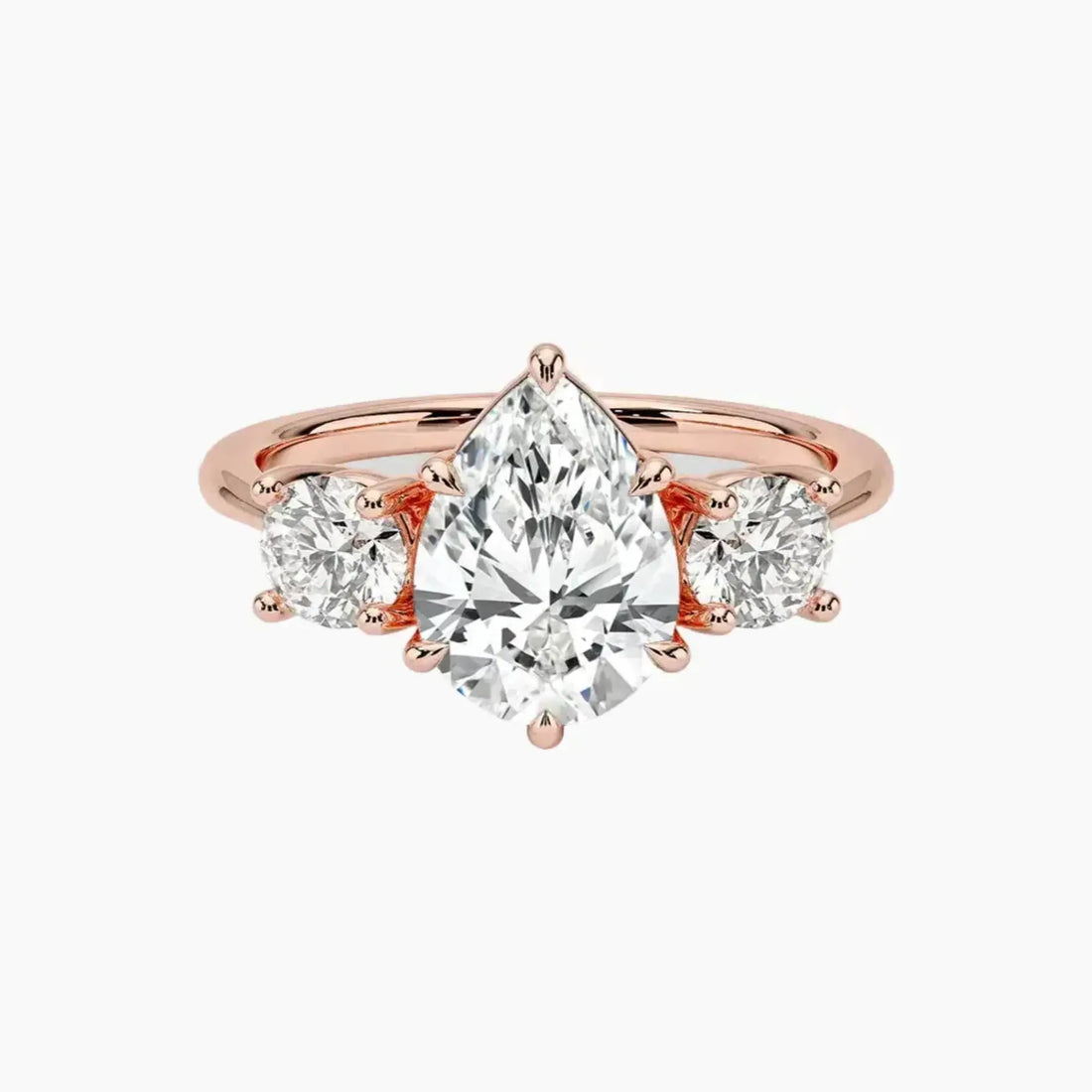 Seraphina Pear Three Stone 1.5 Carat Lab Grown Diamond Engagement Ring in 18K Rose Gold