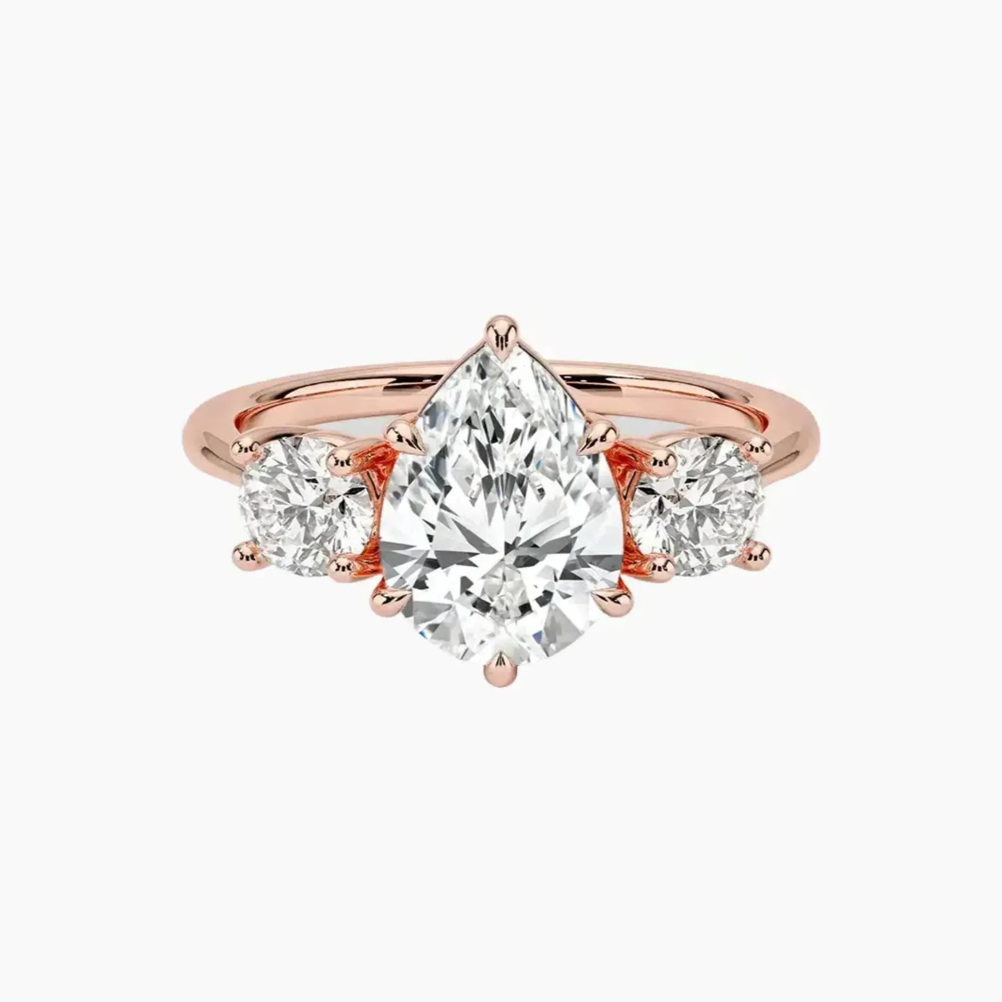 Seraphina Pear Three Stone 1 Carat Lab Grown Diamond Engagement Ring in 18K Yellow Gold