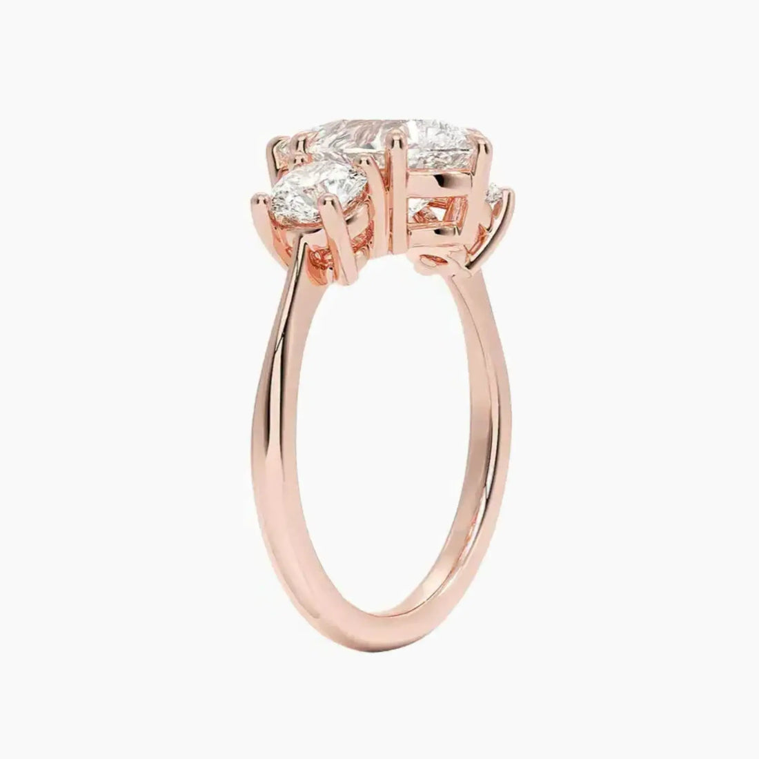 Seraphina Pear Three Stone Diamond Ring Setting in 14K Rose Gold