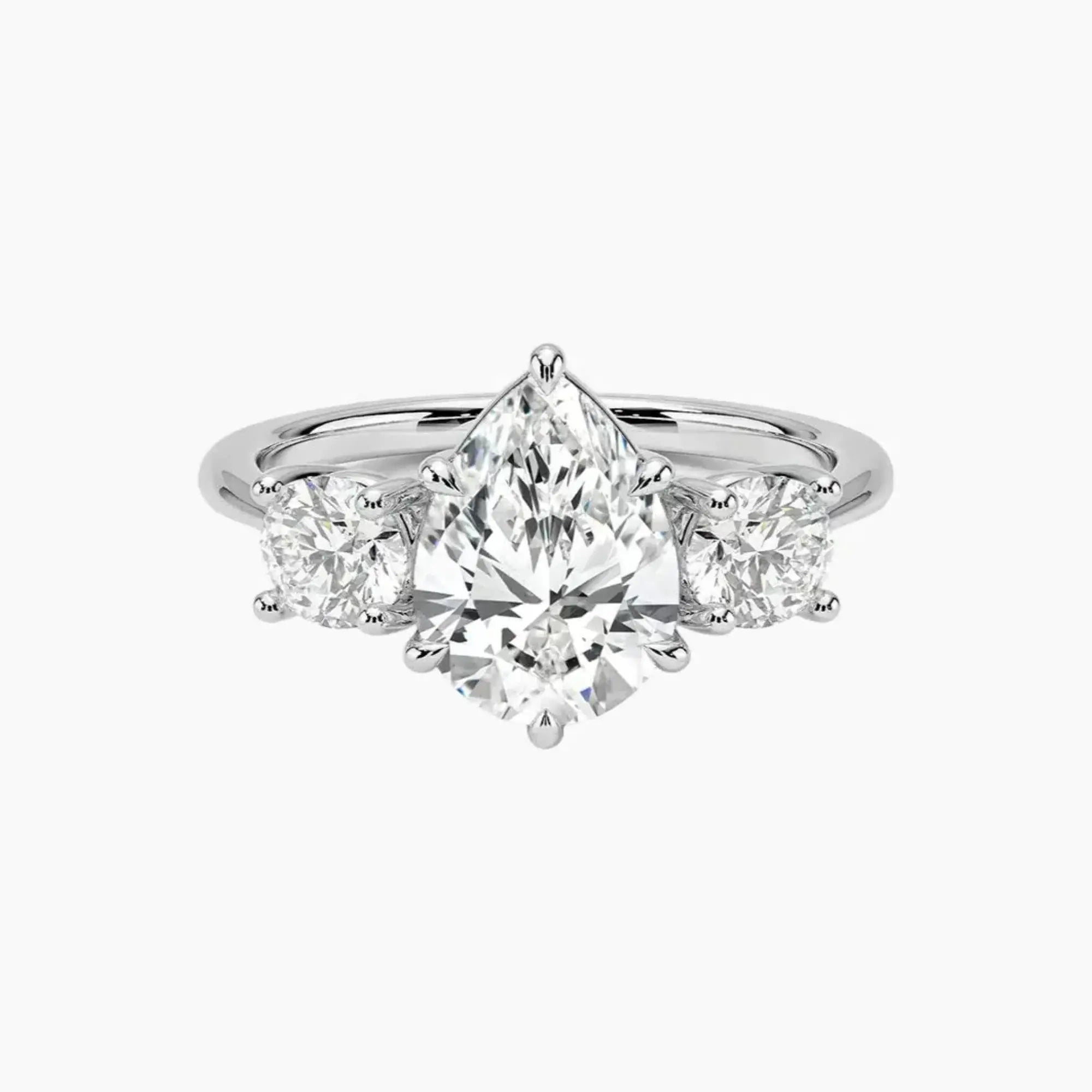 Seraphina Pear Three Stone Diamond Ring Setting in 14K White Gold