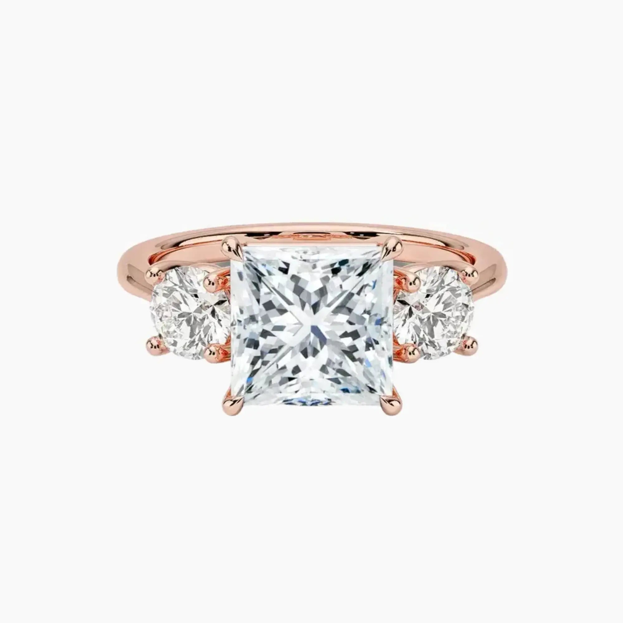 Seraphina Princess Three Stone Diamond Ring Setting in 18K White Gold