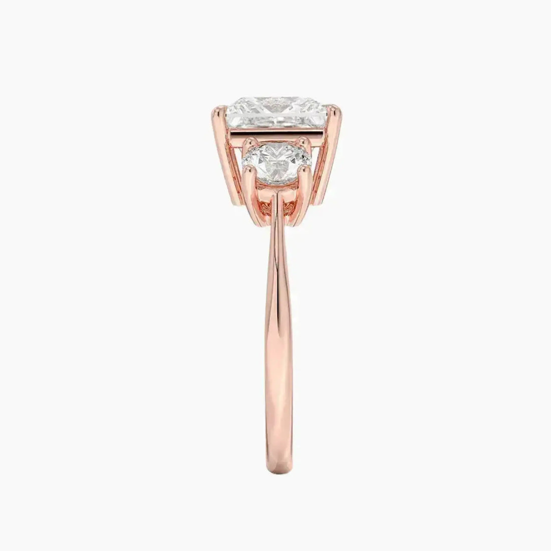Seraphina Princess Three Stone Diamond Ring Setting in 18K Rose Gold