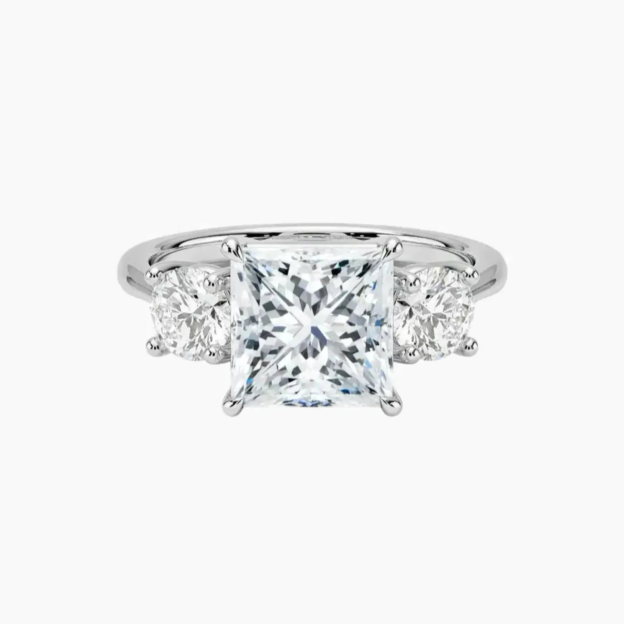 Seraphina Princess Three Stone 3 Carat Lab Grown Diamond Engagement Ring in 18K Rose Gold