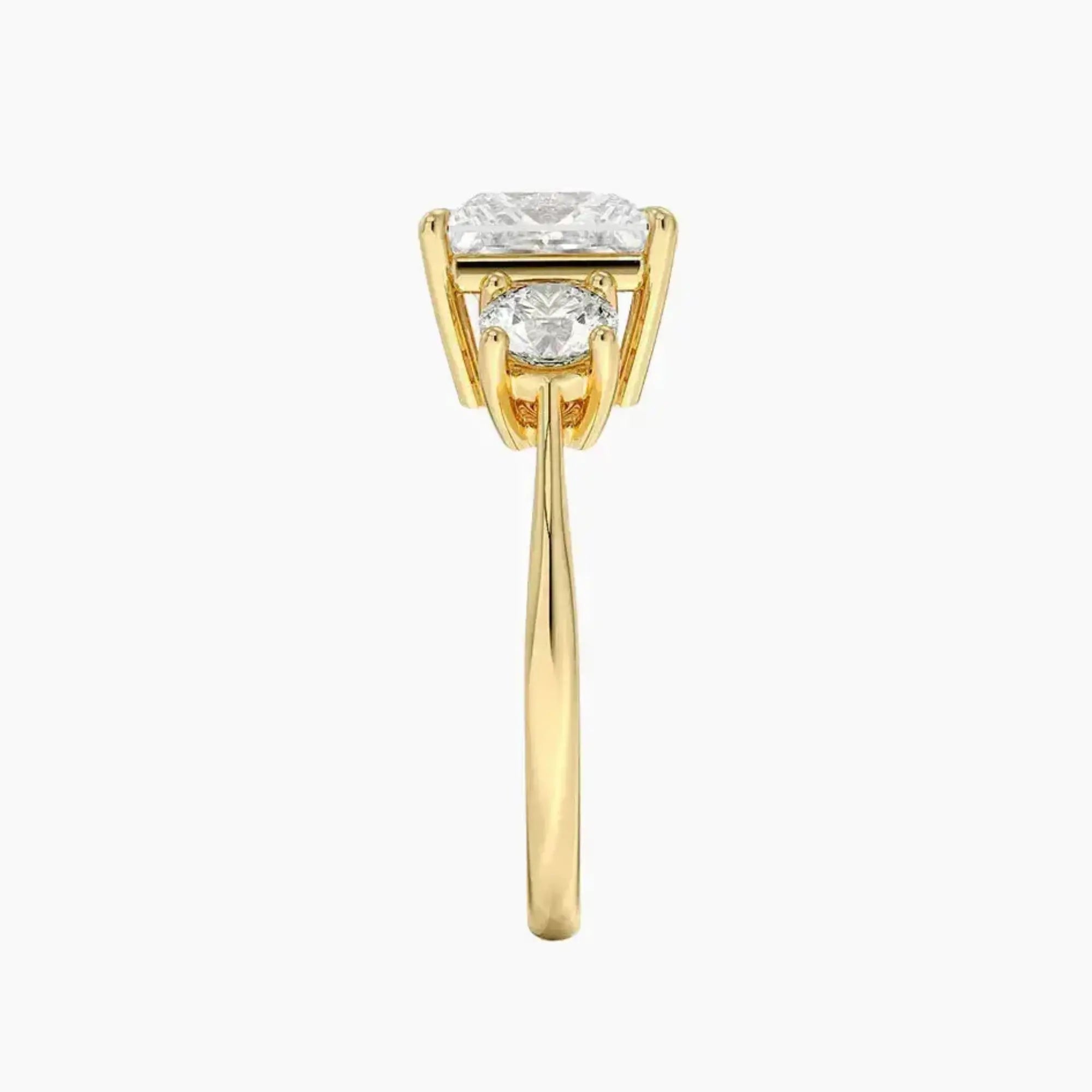 Seraphina Princess Three Stone Diamond Ring Setting in 18K Rose Gold
