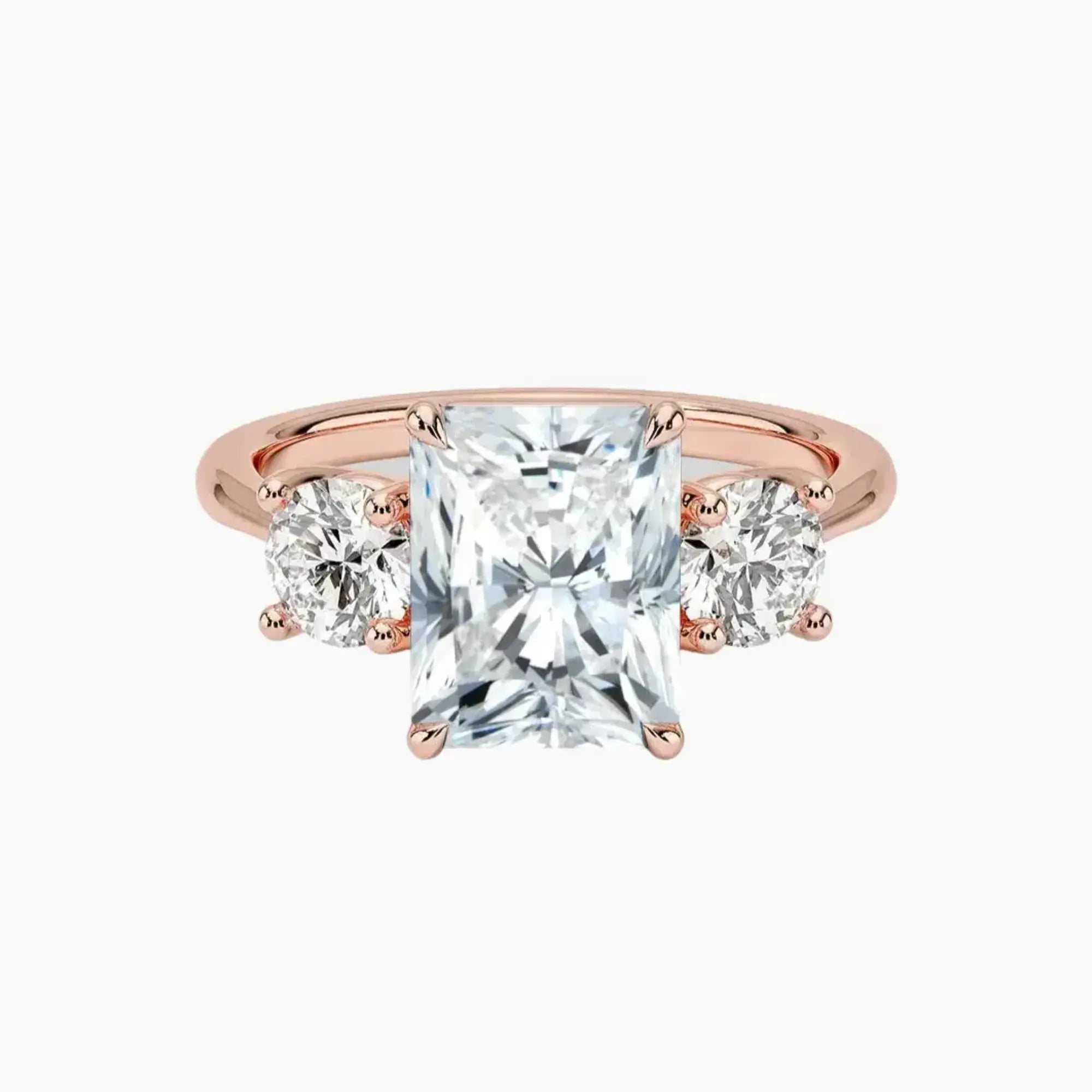 Seraphina Radiant Three Stone Diamond Ring Setting in 18K Rose Gold