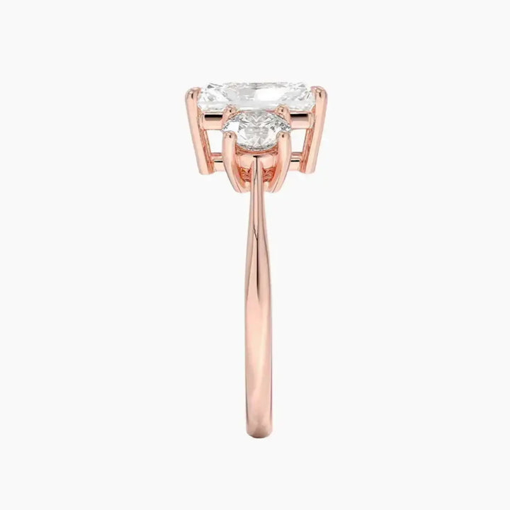 Seraphina Radiant Three Stone 3 Carat Lab Grown Diamond Engagement Ring in 18K White Gold