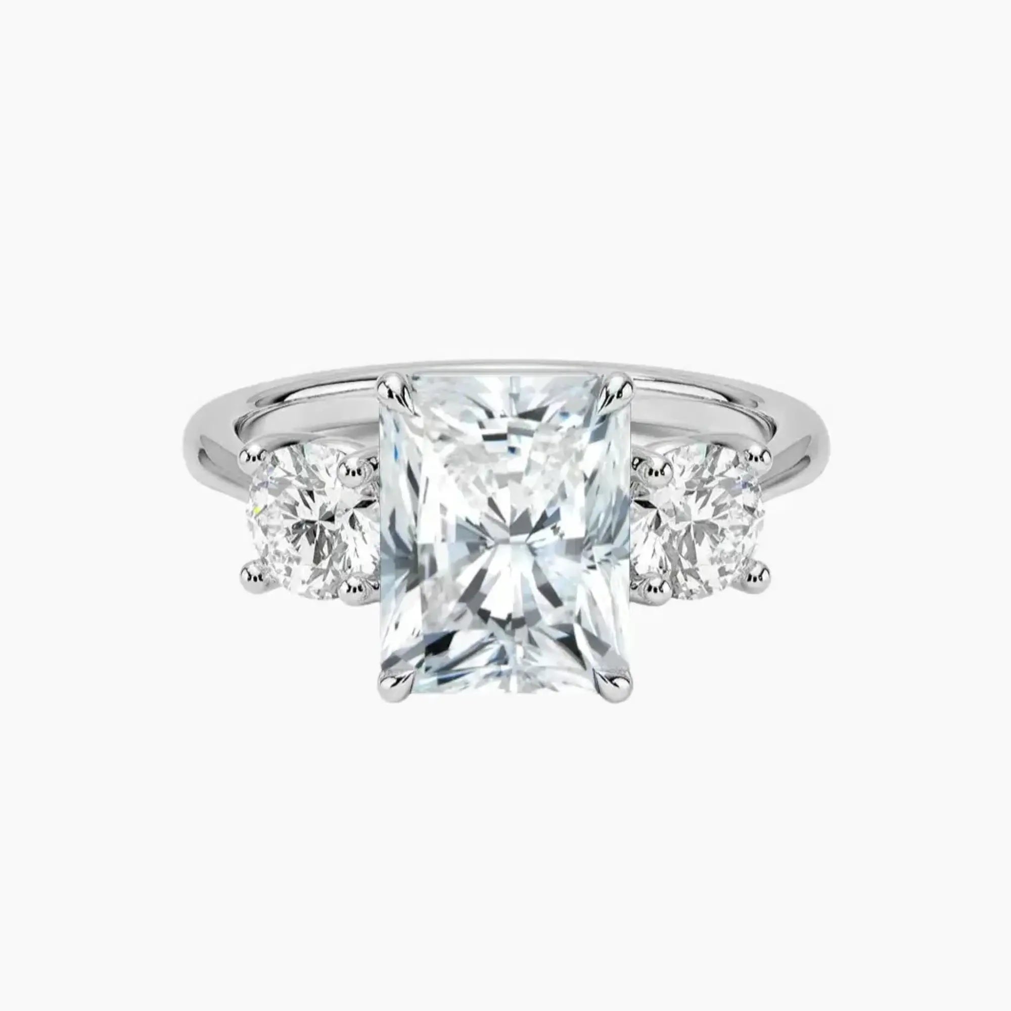 Seraphina Radiant Three Stone Diamond Ring Setting in 18K Rose Gold