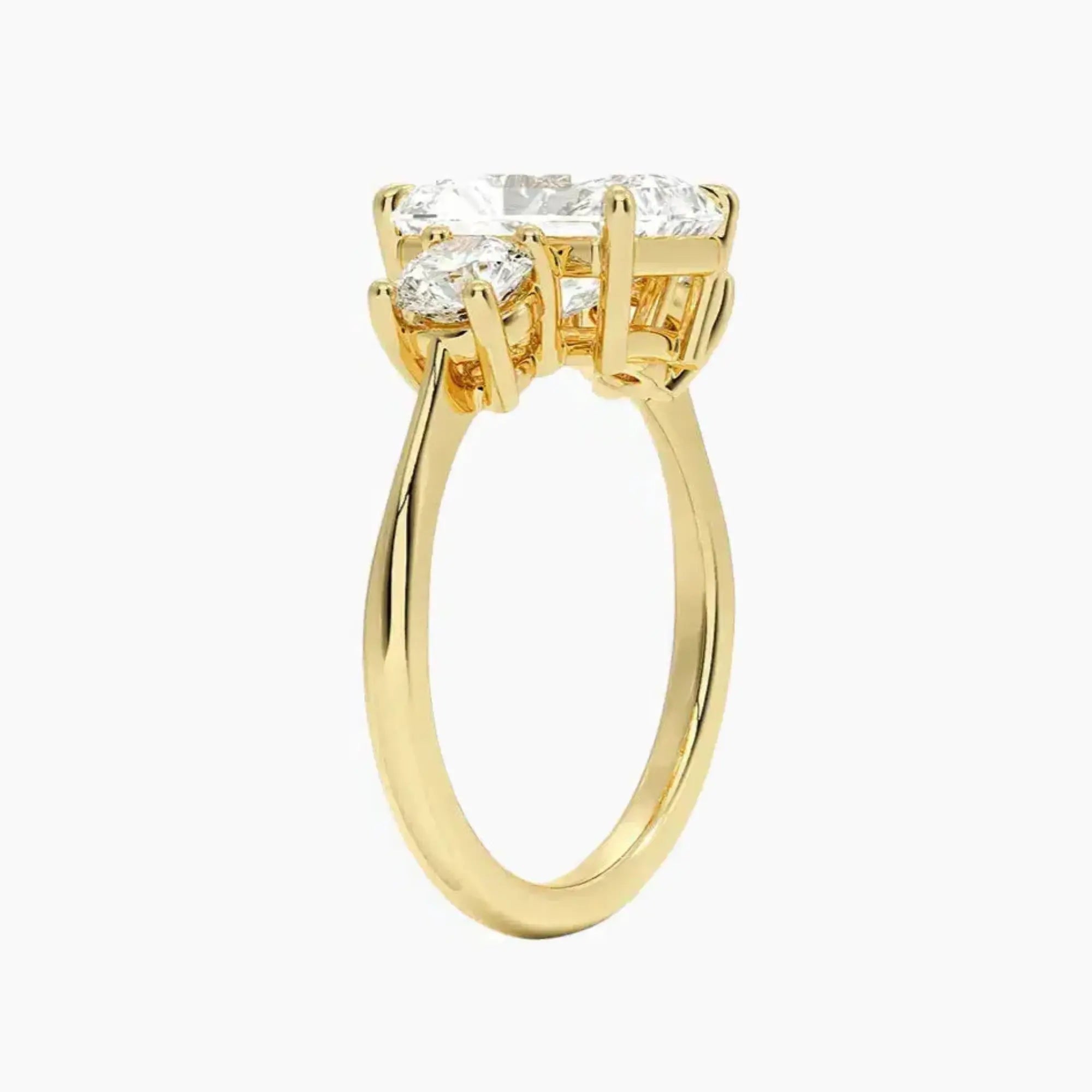 Seraphina Radiant Three Stone 3 Carat Lab Grown Diamond Engagement Ring in 14K Yellow Gold