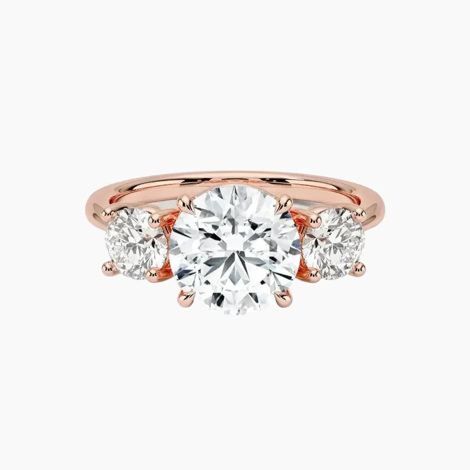 Seraphina Round Three Stone 3 Carat Lab Grown Diamond Engagement Ring in 14K White Gold