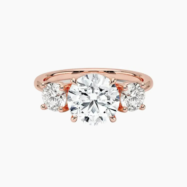 Seraphina Round Three Stone 1 Carat Lab Grown Diamond Engagement Ring in 14K Rose Gold