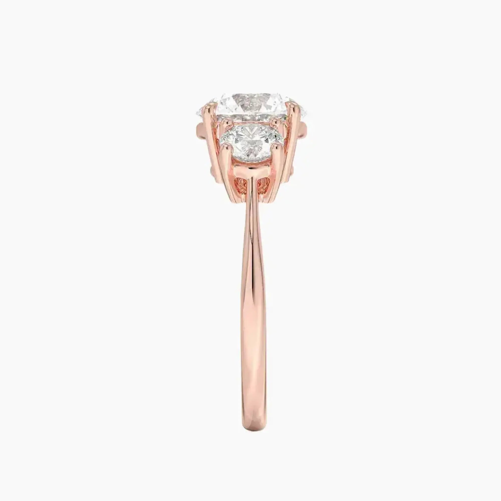 Seraphina Round Three Stone 3 Carat Lab Grown Diamond Engagement Ring in 18K Yellow Gold