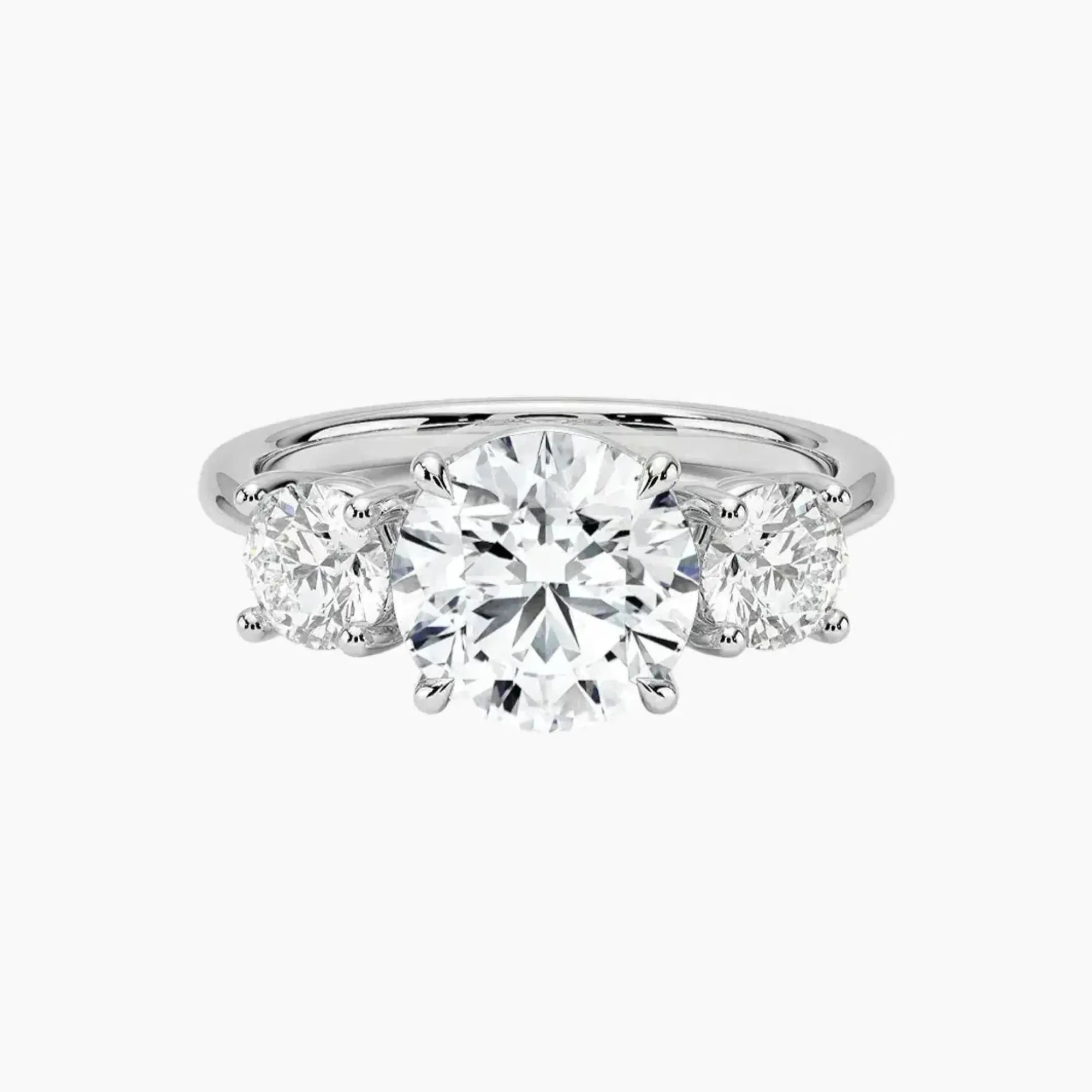 Seraphina Round Three Stone 2 Carat Lab Grown Diamond Engagement Ring in 18K Rose Gold
