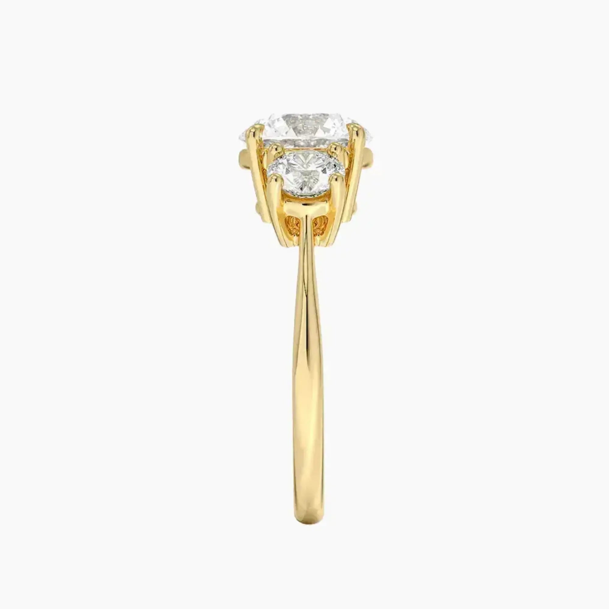 Seraphina Round Three Stone 3 Carat Lab Grown Diamond Engagement Ring in 18K Yellow Gold