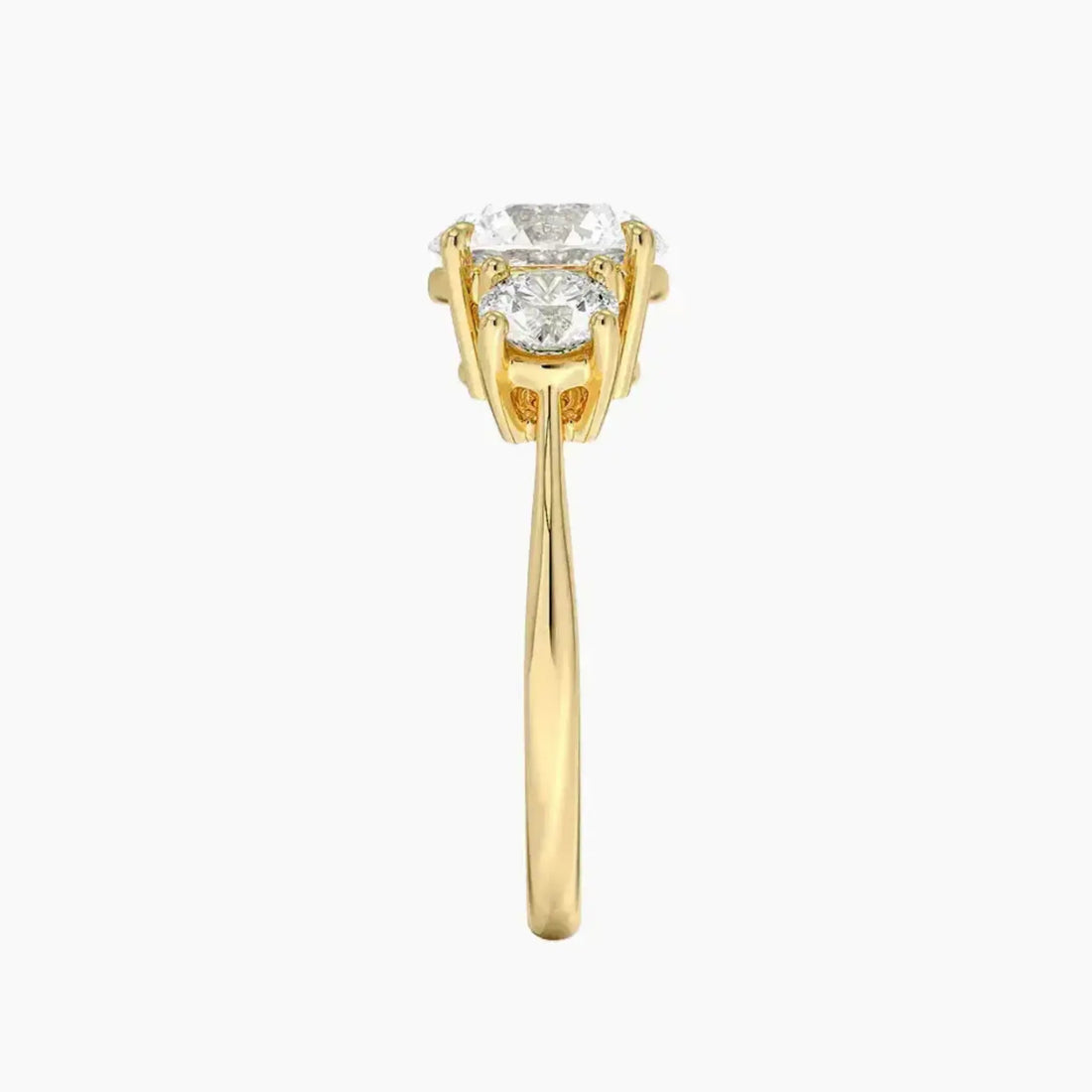 Seraphina Round Three Stone 3 Carat Lab Grown Diamond Engagement Ring in 18K Yellow Gold