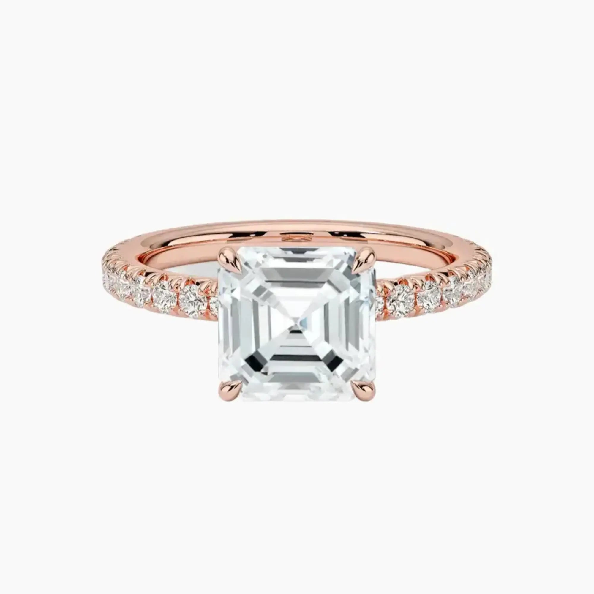 Irina Asscher Solitaire Diamond Ring Setting in 18K Rose Gold