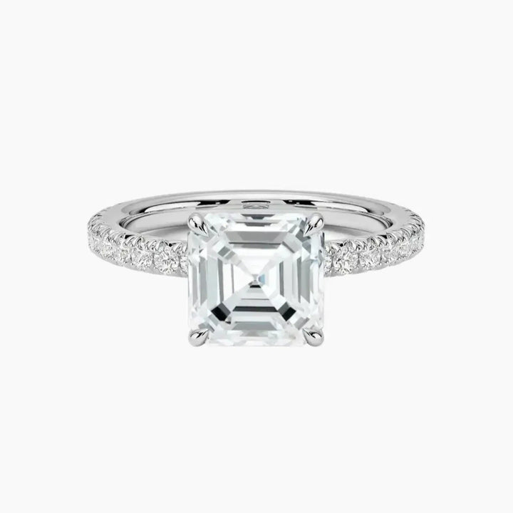 Irina Asscher Solitaire 1.5 Carat Lab Grown Diamond Engagement Ring in 18K White Gold
