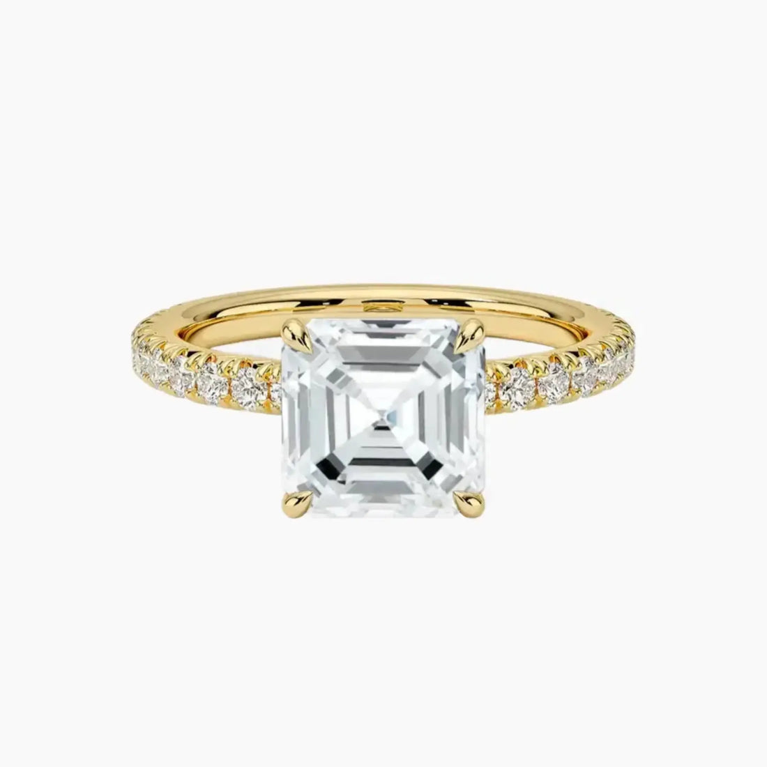 Irina Asscher Solitaire 2.5 Carat Lab Grown Diamond Engagement Ring in 14K Yellow Gold