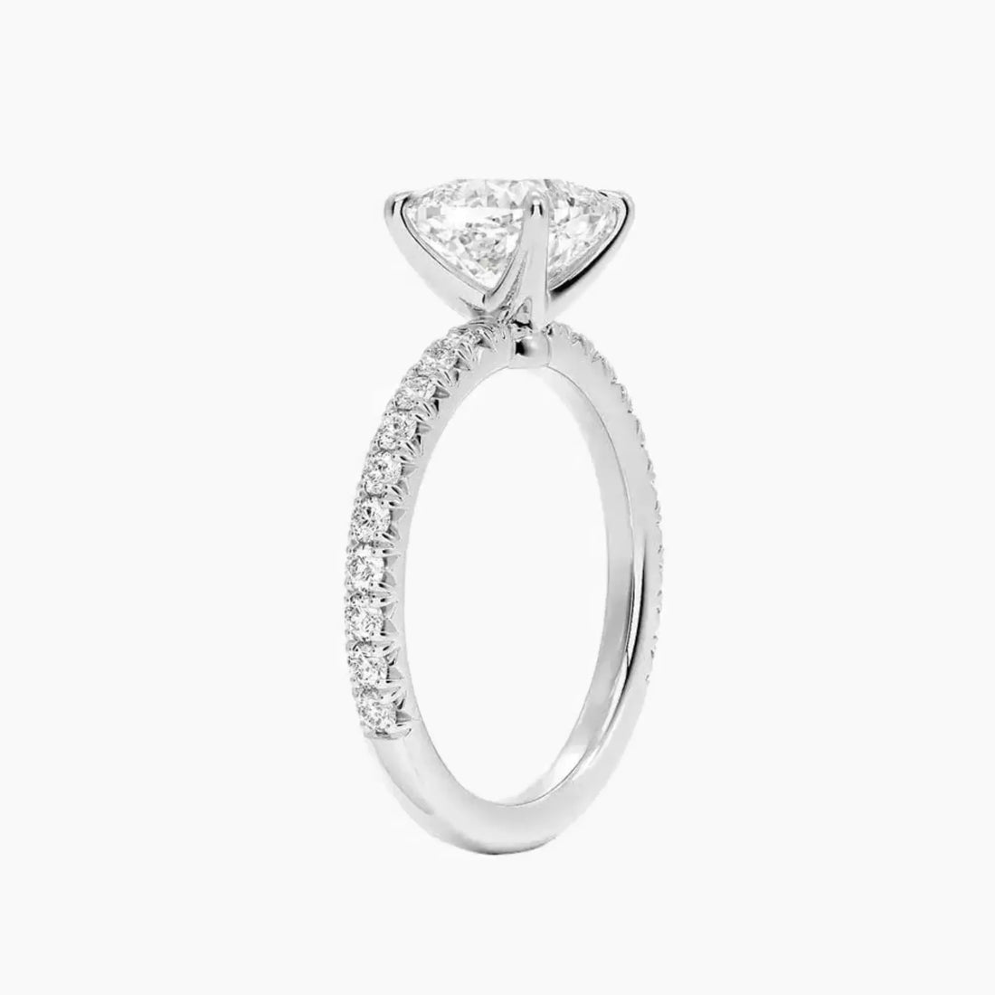 Irina Cushion Solitaire 1 Carat Lab Grown Diamond Engagement Ring in 18K White Gold