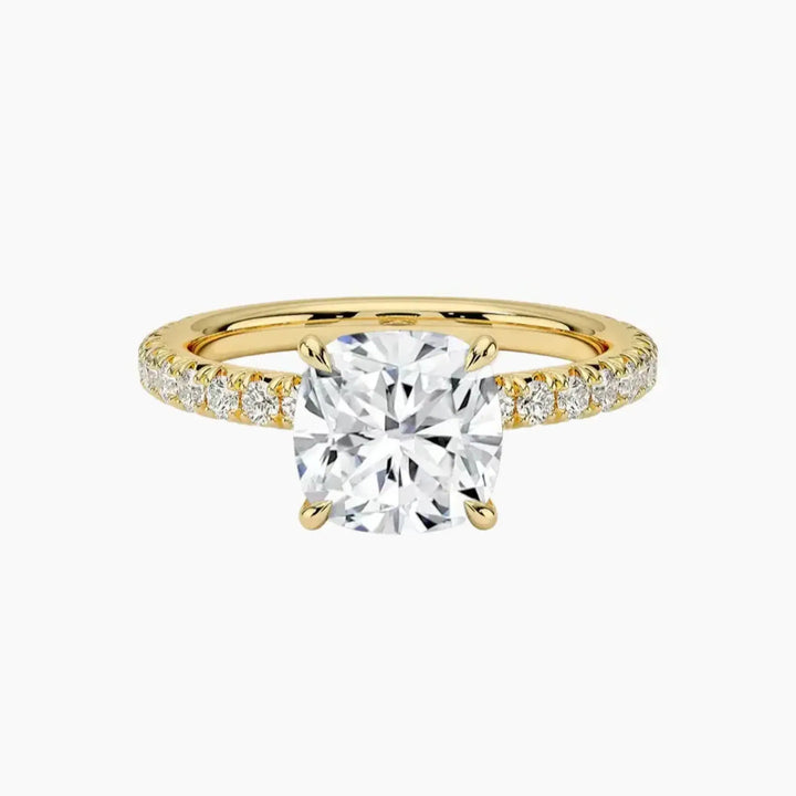 Irina Cushion Solitaire 3 Carat Lab Grown Diamond Engagement Ring in 18K Yellow Gold