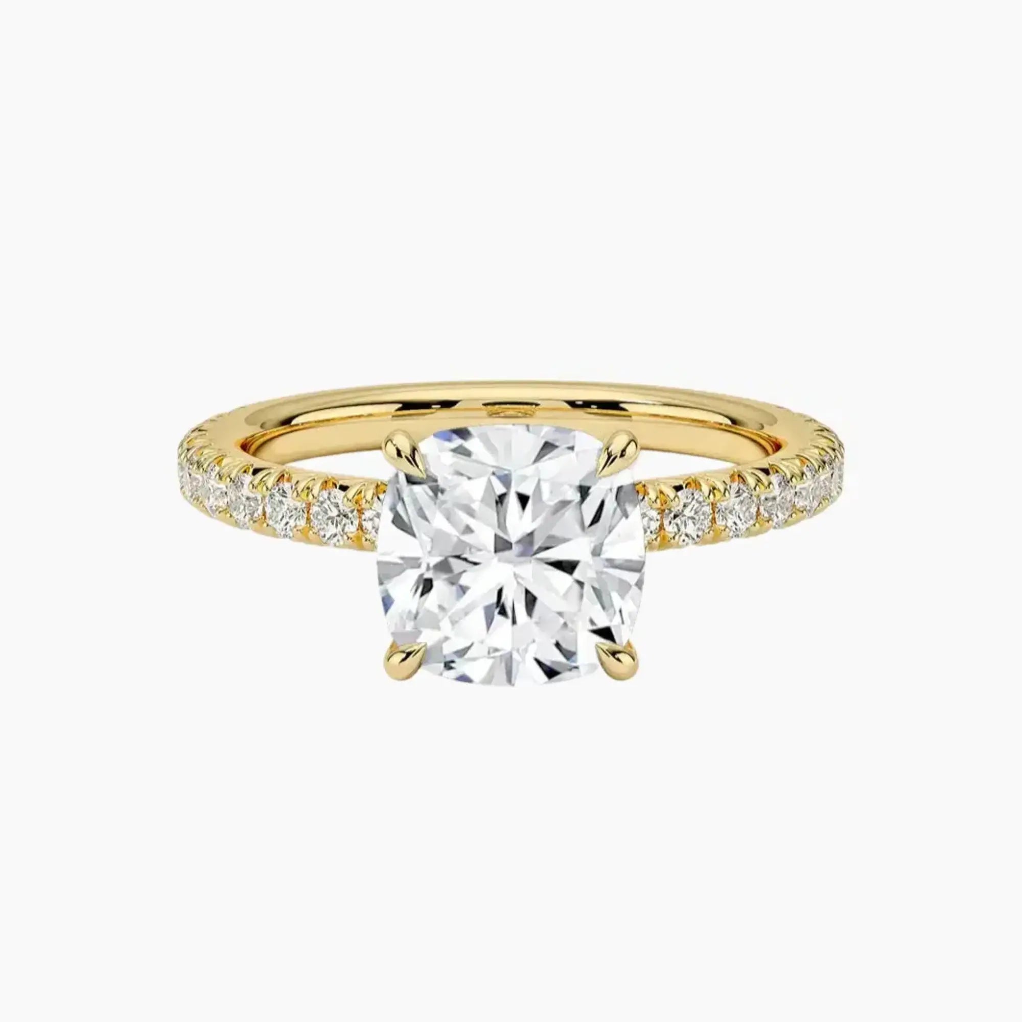 Irina Cushion Solitaire 2 Carat Lab Grown Diamond Engagement Ring in 18K Yellow Gold