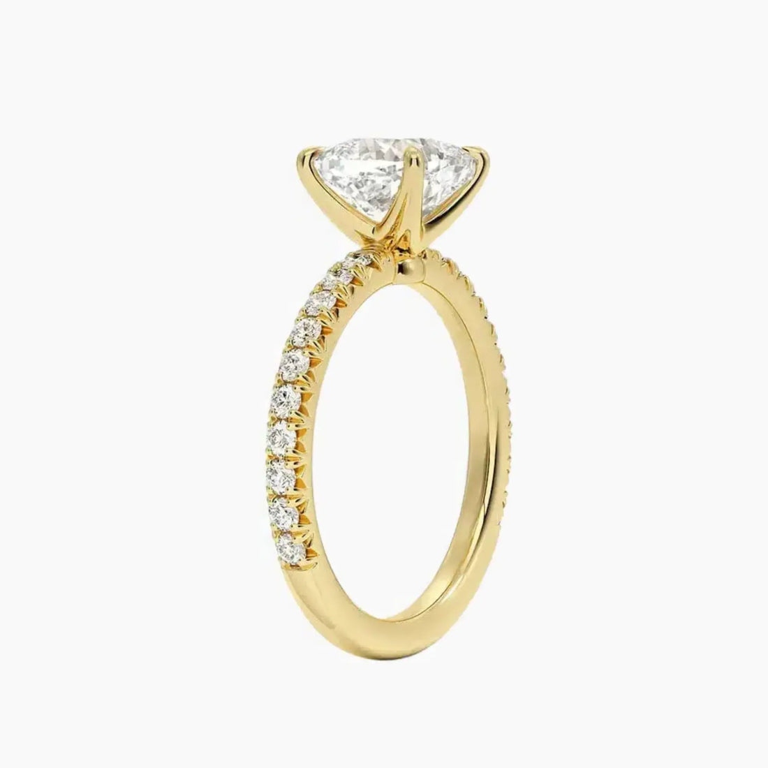Irina Cushion Solitaire 3 Carat Lab Grown Diamond Engagement Ring in 14K White Gold