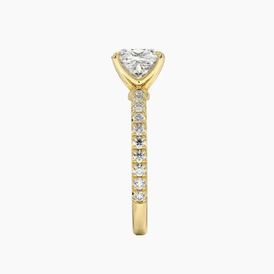 Irina Cushion Solitaire 2.5 Carat Lab Grown Diamond Engagement Ring in 14K Yellow Gold