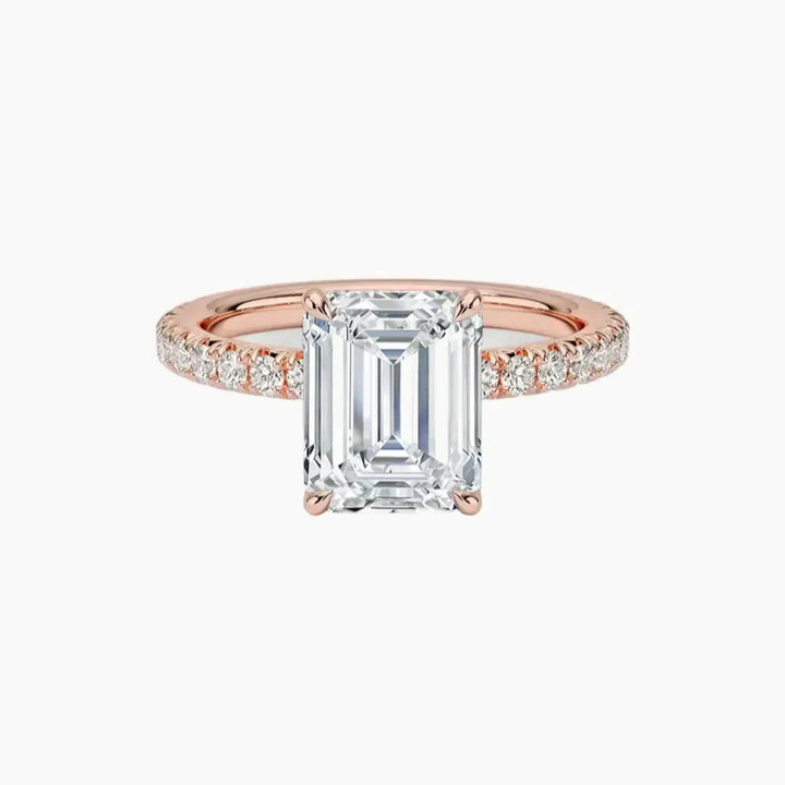 Irina Emerald Solitaire 2.5 Carat Lab Grown Diamond Engagement Ring in 18K Rose Gold