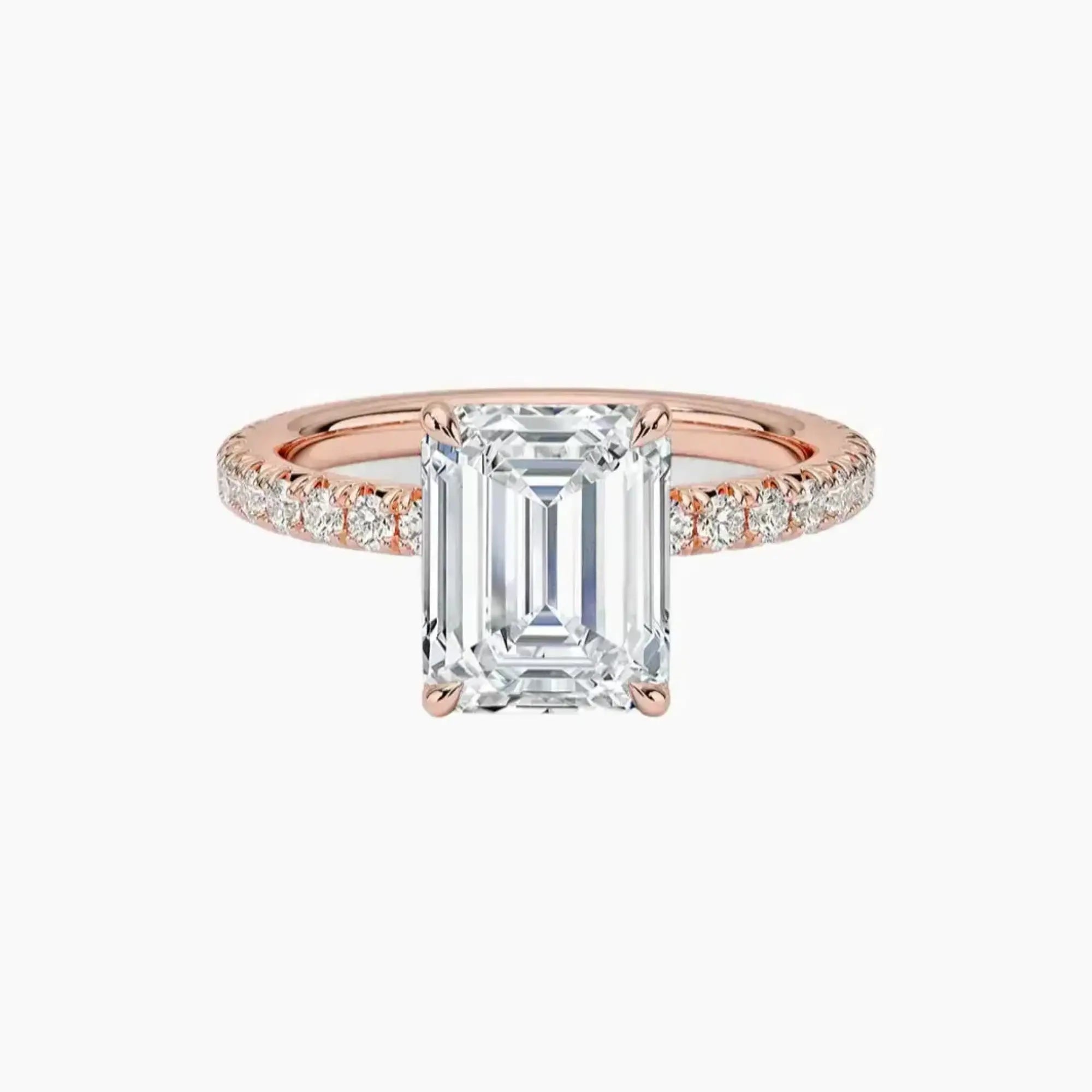 Irina Emerald Solitaire Diamond Ring Setting in 14K White Gold