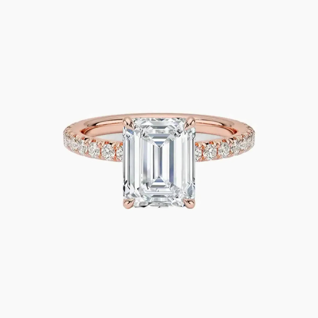 Irina Emerald Solitaire Diamond Ring Setting in 18K Rose Gold