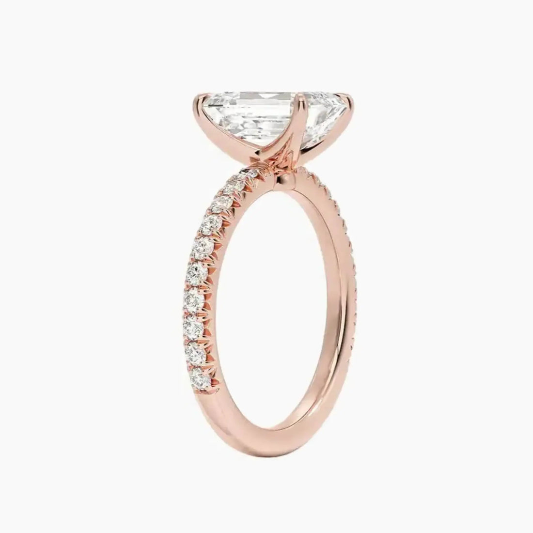 Irina Emerald Solitaire Diamond Ring Setting in 18K Rose Gold