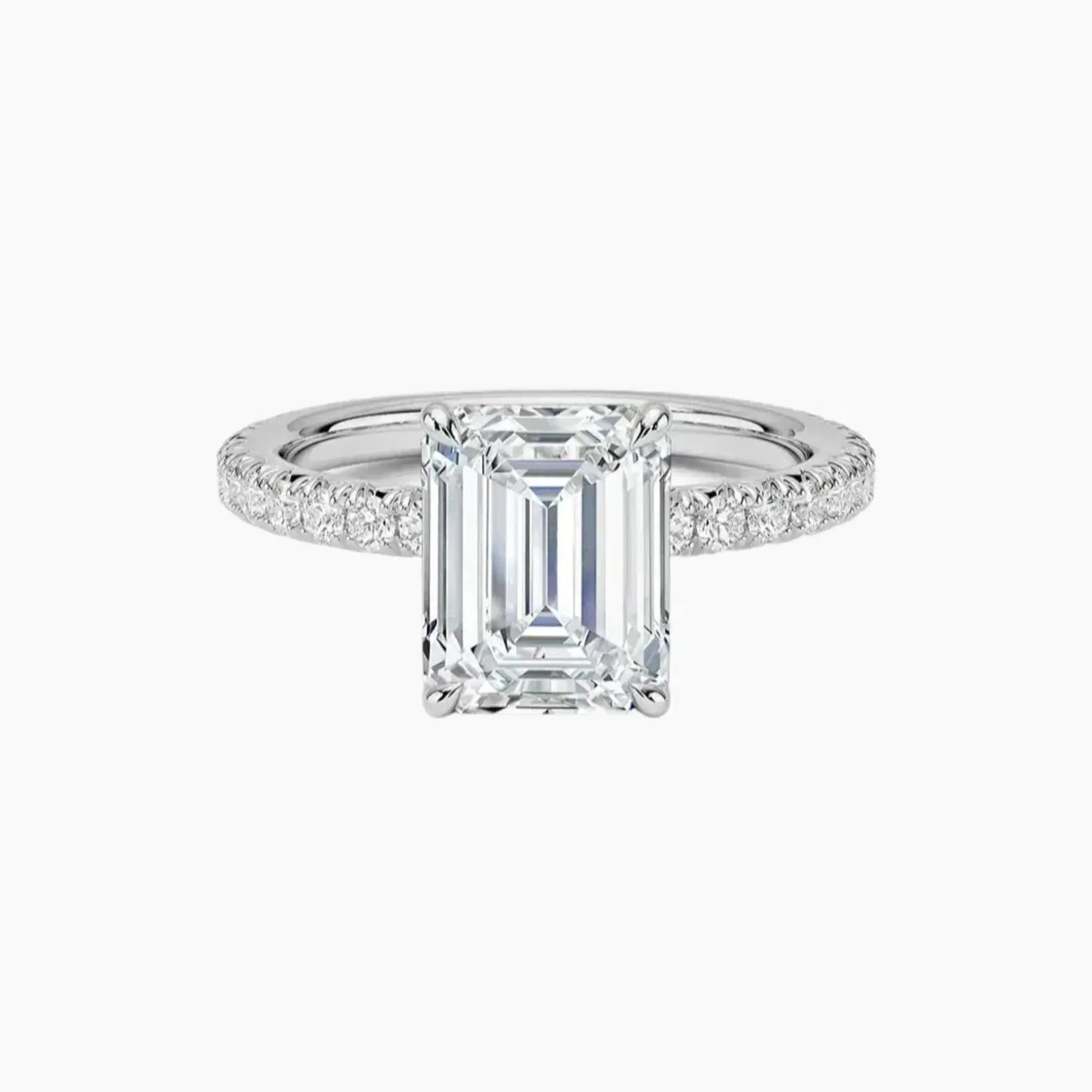 Irina Emerald Solitaire Diamond Ring Setting in 18K Rose Gold