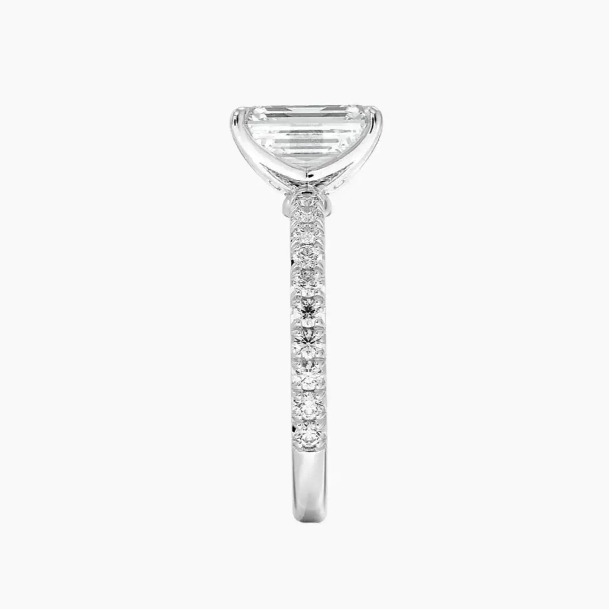 Irina Emerald Solitaire Diamond Ring Setting in 14K White Gold