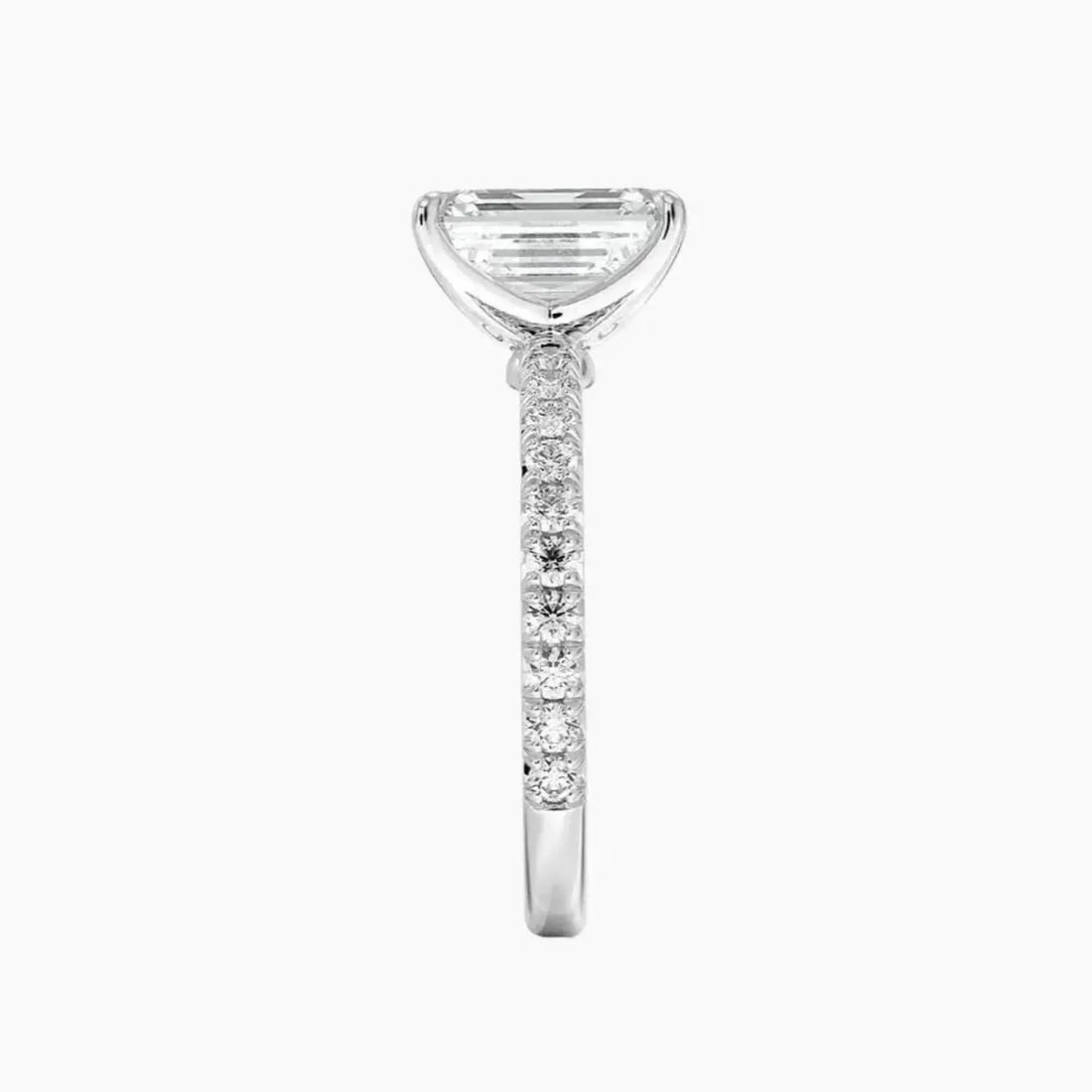 Irina Emerald Solitaire Diamond Ring Setting in 14K White Gold