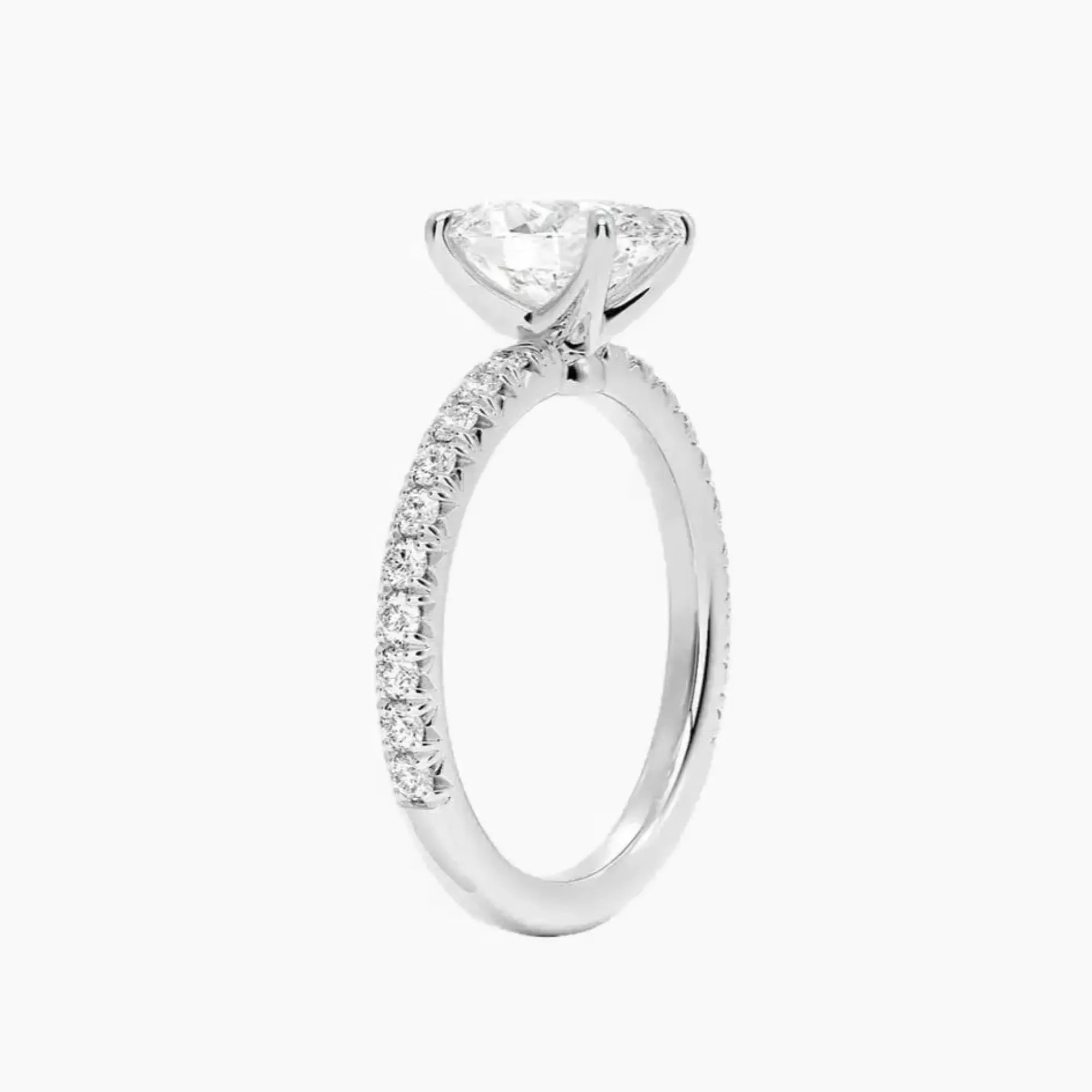 Irina Oval Solitaire 3 Carat Lab Grown Diamond Engagement Ring in 18K White Gold