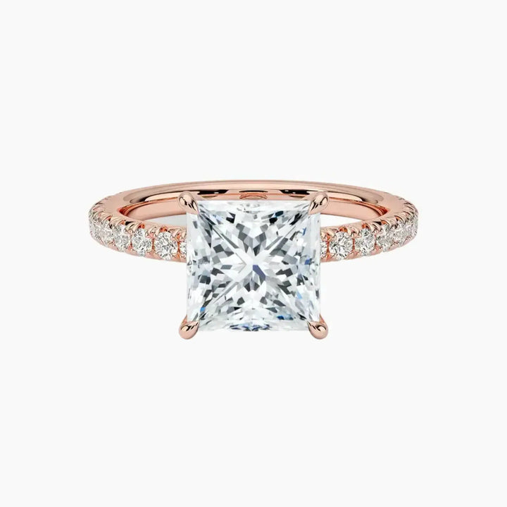 Irina Princess Solitaire 2.5 Carat Lab Grown Diamond Engagement Ring in 18K Rose Gold