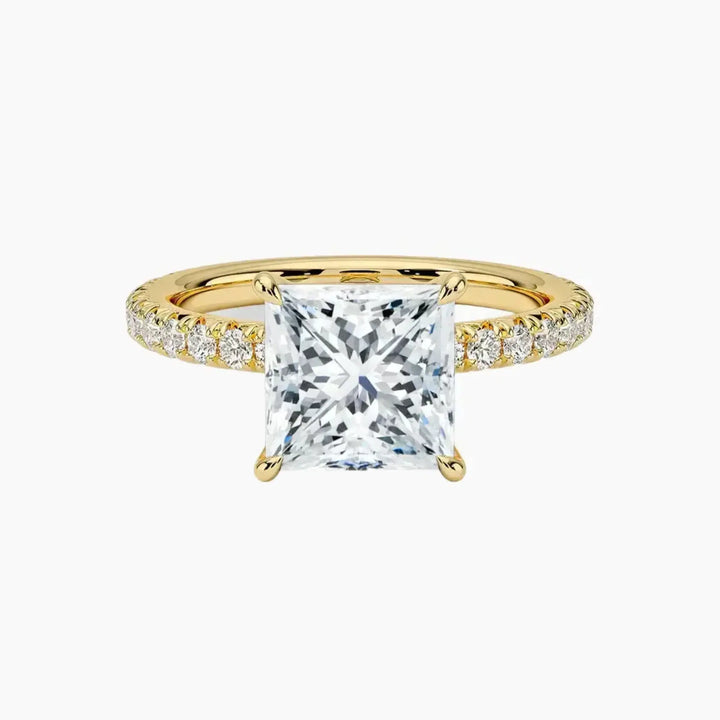 Irina Princess Solitaire 3 Carat Lab Grown Diamond Engagement Ring in 18K Yellow Gold