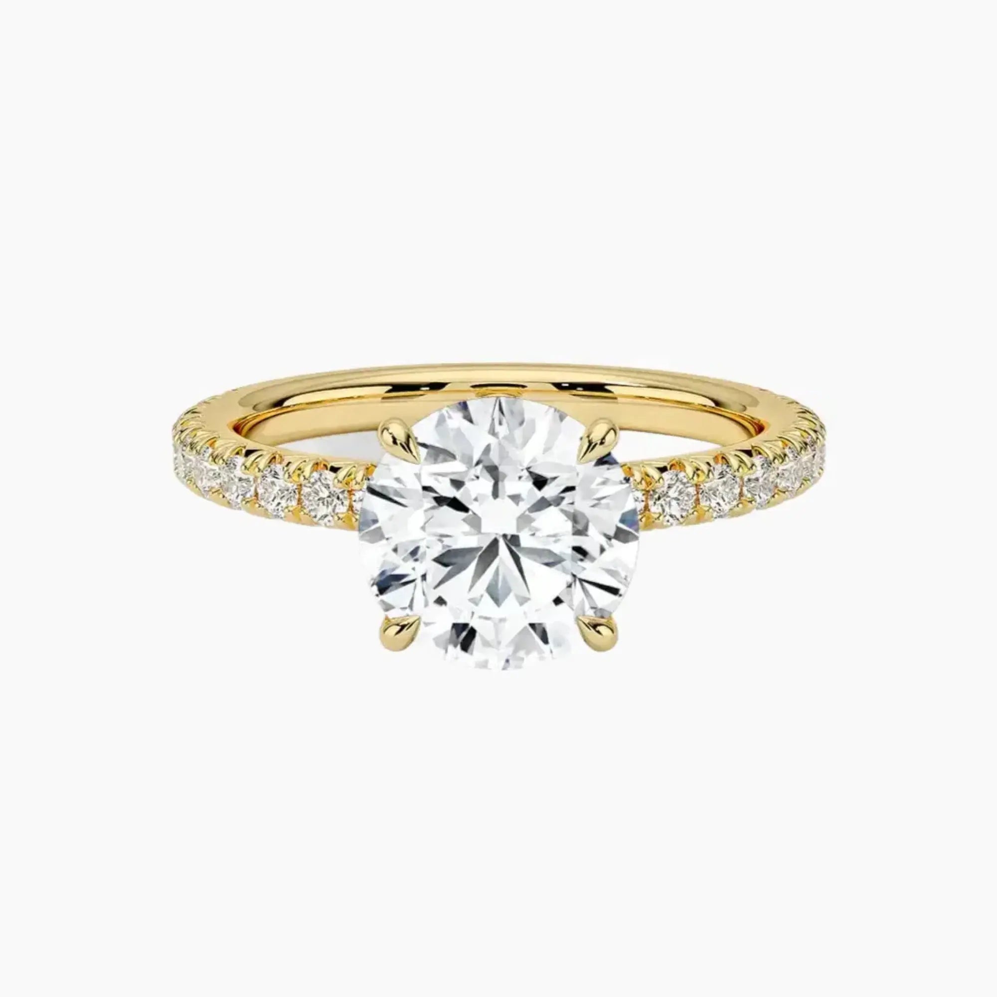 Irina Round Solitaire 3 Carat Lab Grown Diamond Engagement Ring in 14K Yellow Gold