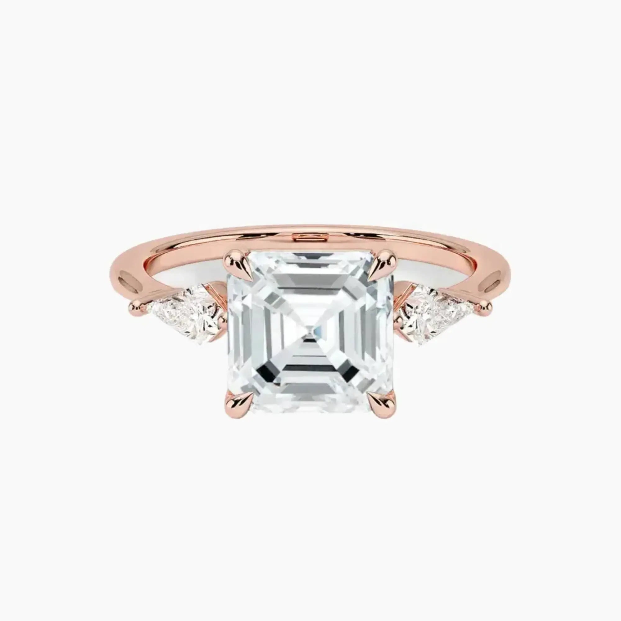 Isolde Asscher Three Stone 2.5 Carat Lab Grown Diamond Engagement Ring in 14K Yellow Gold