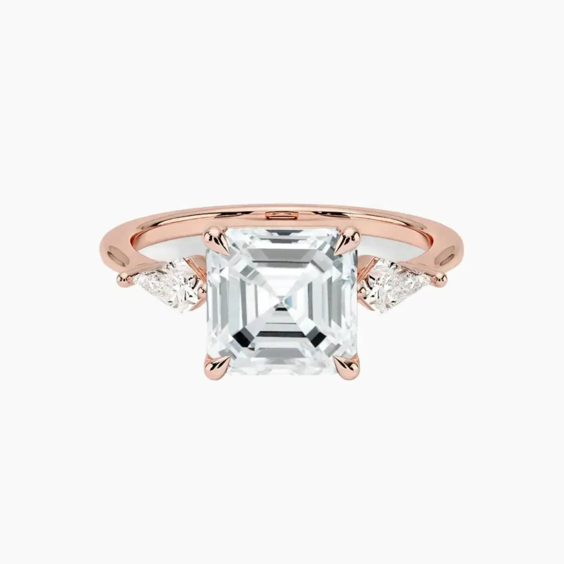 Isolde Asscher Three Stone Diamond Ring Setting in 14K White Gold