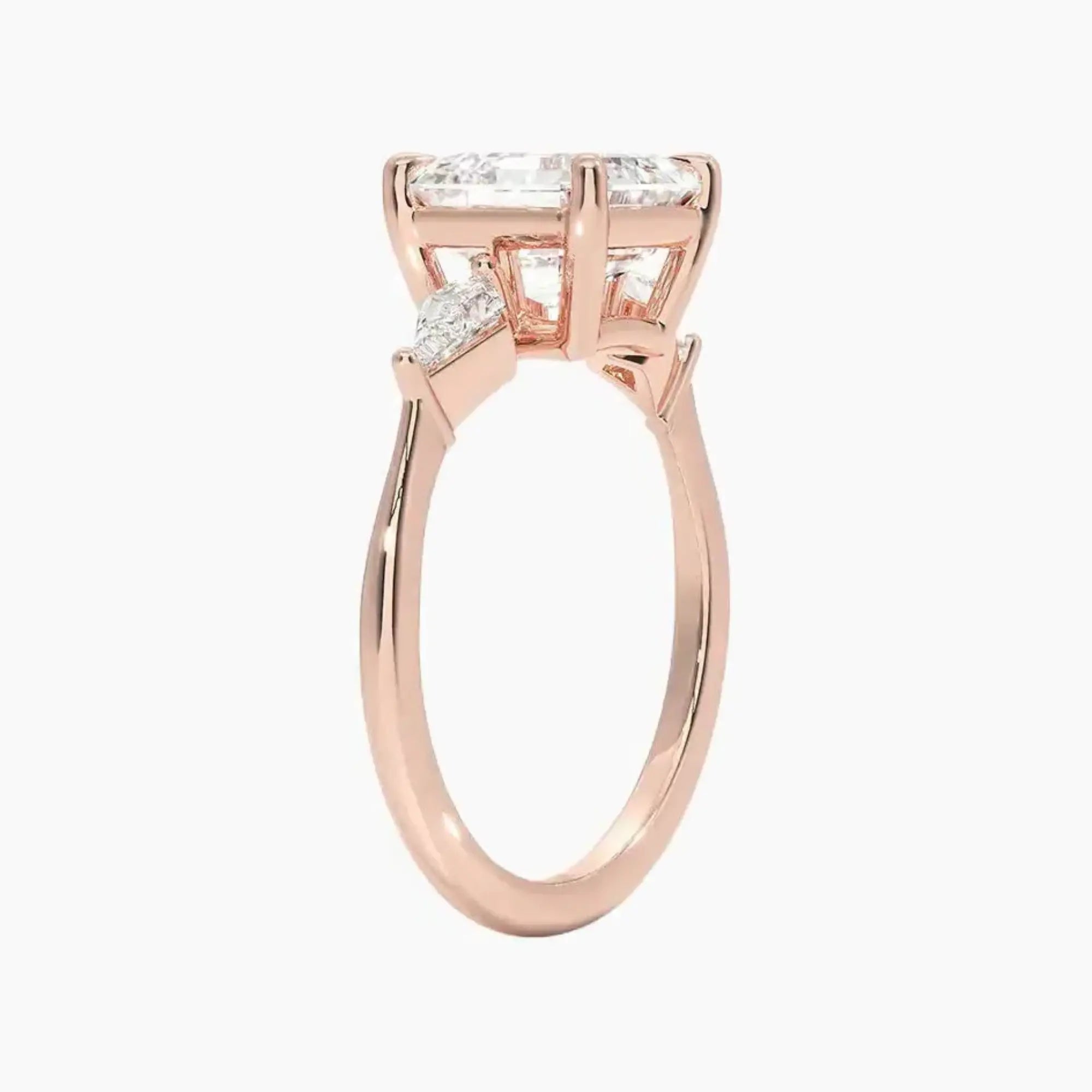 Isolde Asscher Three Stone 3 Carat Lab Grown Diamond Engagement Ring in 14K Rose Gold