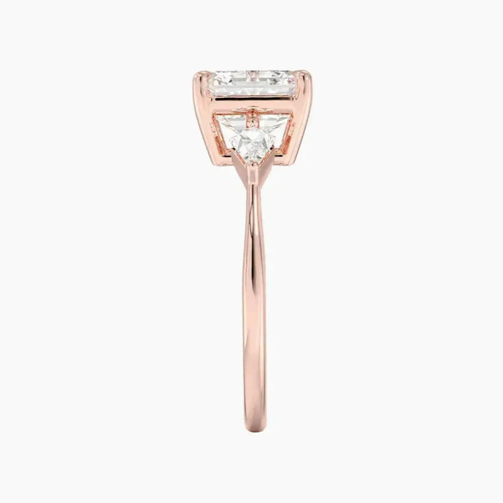 Isolde Asscher Three Stone 1 Carat Lab Grown Diamond Engagement Ring in 14K White Gold